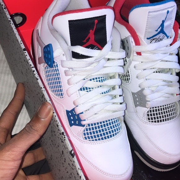 Jordan retro 4 “what the 4s” white/military blue-fire red - Picture 4 of 5